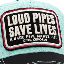 Indlæs billede til gallerivisning Trucker Cap 'Loud Pipes Save Lives' i Turkis: One Size