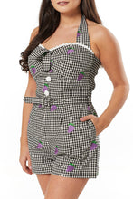 Indlæs billede til gallerivisning Savi Gingham Halterneck Buksedragt med broderi ☘️