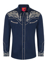 Indlæs billede til gallerivisning Travis - Herreskjorte med vestlig cowboybroderi 🍋