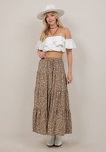 Indlæs billede til gallerivisning Reba - SENNEP/GULD PAISLEY LAGDELT MAXI-NEDERDEL 🍋
