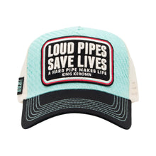 Indlæs billede til gallerivisning Trucker Cap 'Loud Pipes Save Lives' i Turkis: One Size
