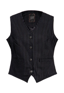 Pinstripe vest: Sort - DAME