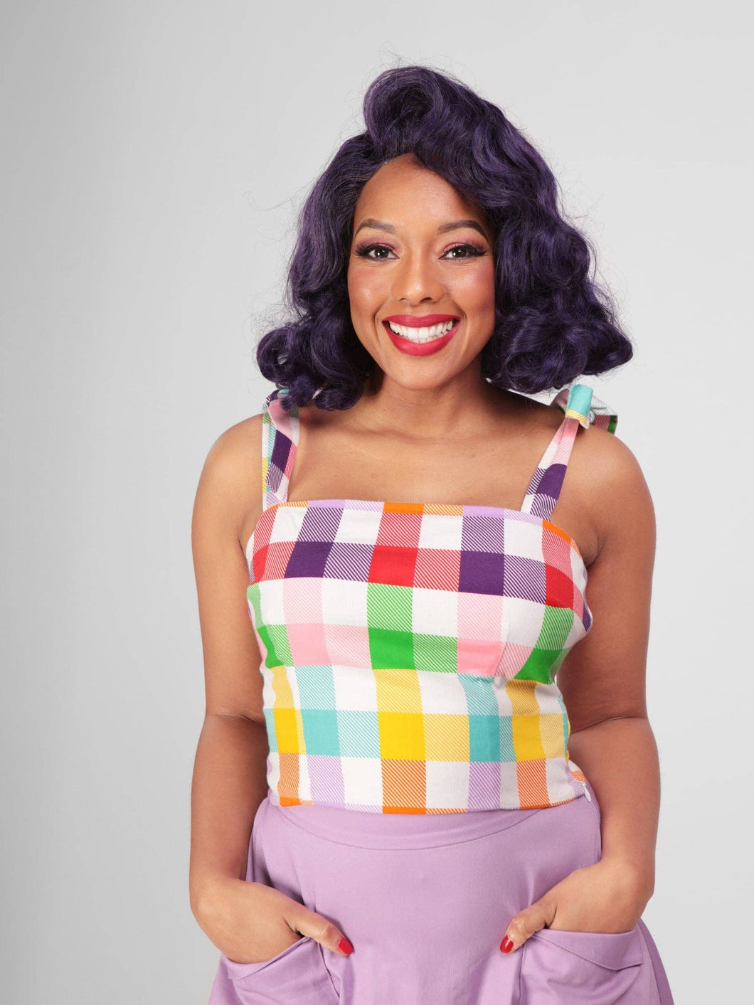 Ylenia Rainbow Gingham Top❤️