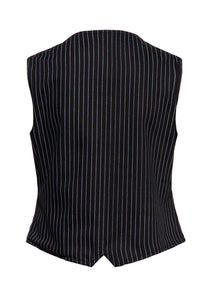 Pinstripe vest: Sort - DAME