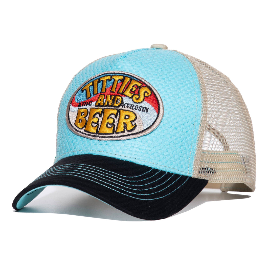 Trucker Cap «Titties and Beer» - lyseblå ☘️