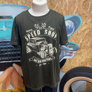 Speed Shop Hot Rod Customs- t-shirt grøn